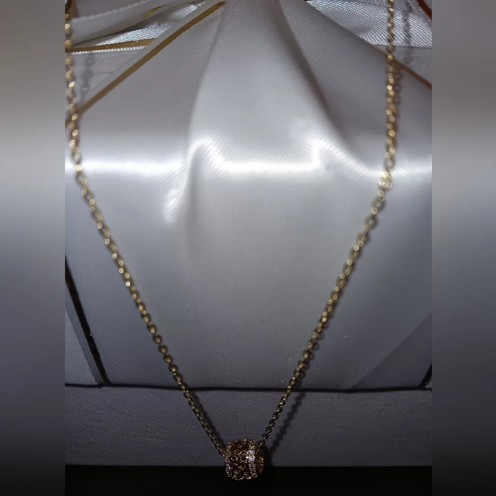 Gold plated bead necklace with pendant